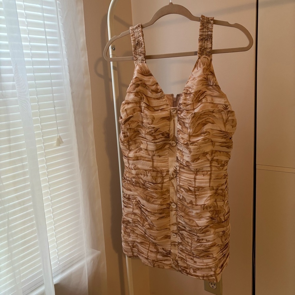 Ted Baker London Rosie Palm Tree Print Ruched Mini Dress - Size XL - Picture 11 of 11